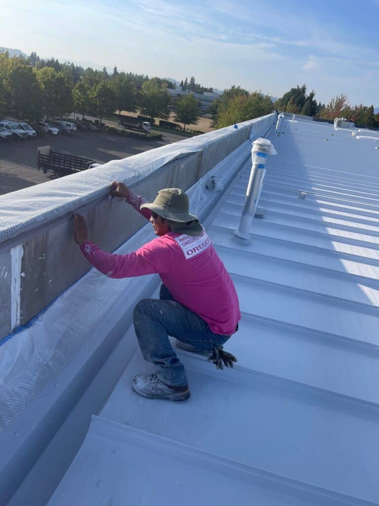 Roof repair completed prior to protective coating application