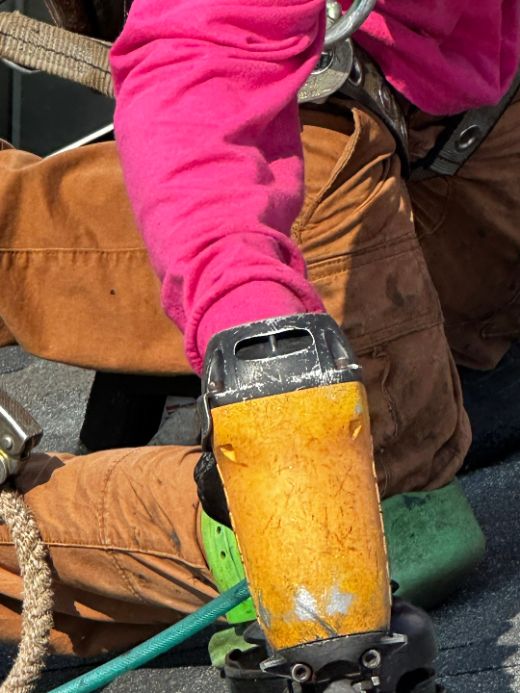 Aerial view of residential roof replacement in Eugene Oregon